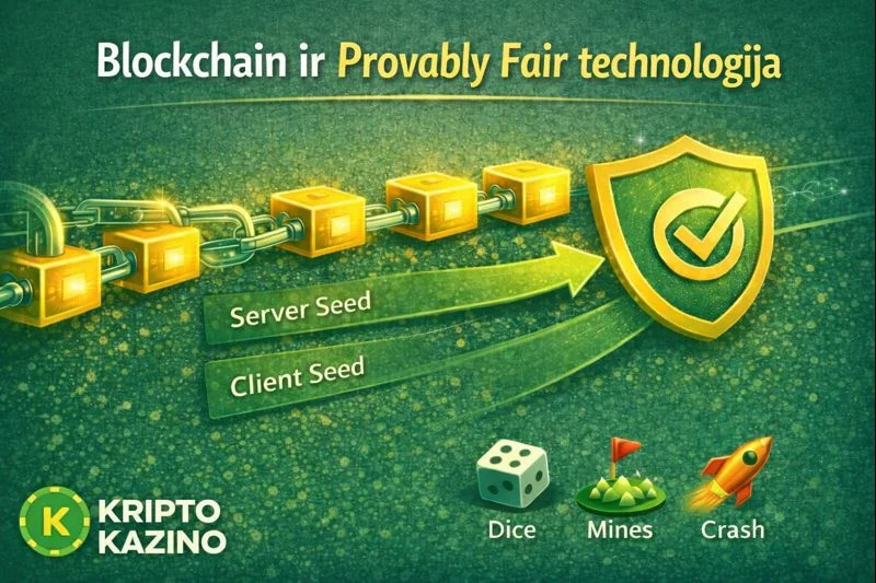 Blockchain ir provably fair technologija kripto kazino – sąžiningi ir patikrinami žaidimų rezultatai